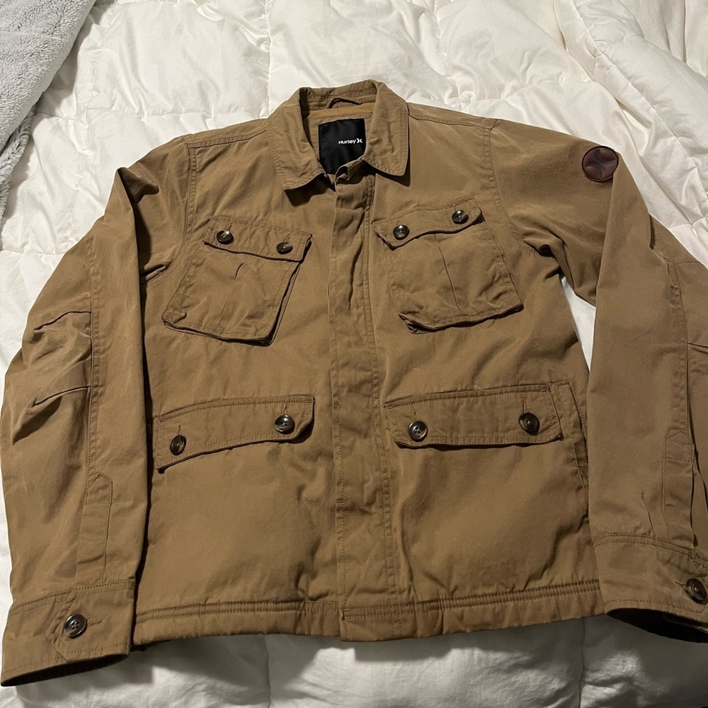 Hurley Men’s Specialist Jacket Medium waxed canvas tan brown Sherpa lined